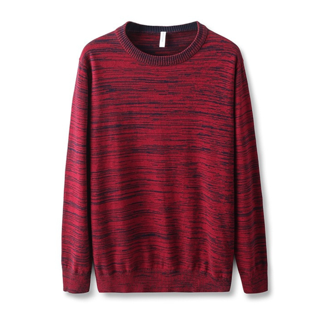 Burgundy space dye cotton sweater for teens slim fit crew neck front view