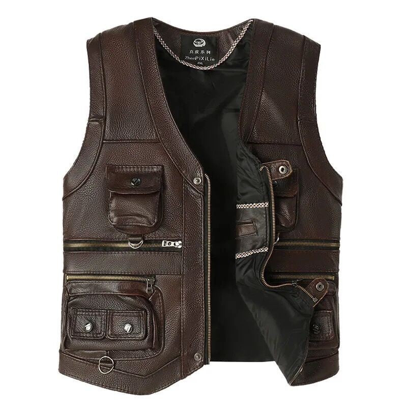 Men's Brown Cowhide Utility Vest