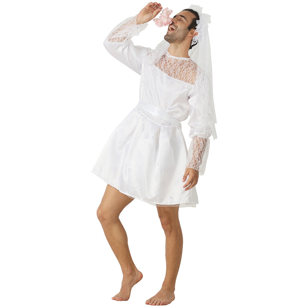 Quda Funny Male Wedding Dress Halloween Costume