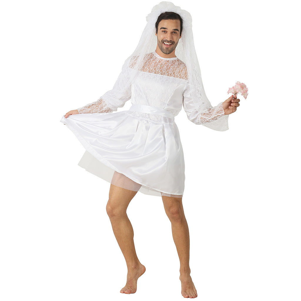 Quda Funny Male Wedding Dress Halloween Costume