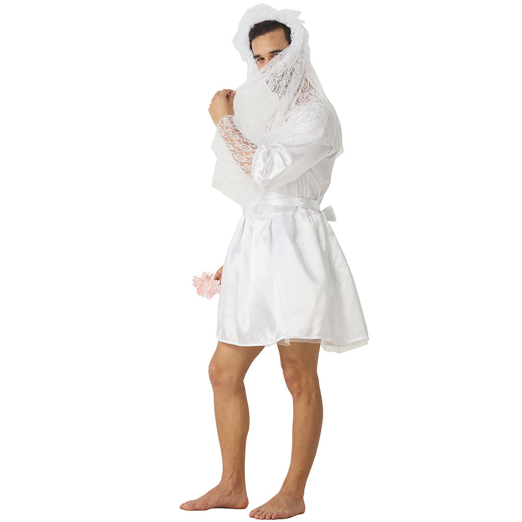 Quda Funny Male Wedding Dress Halloween Costume