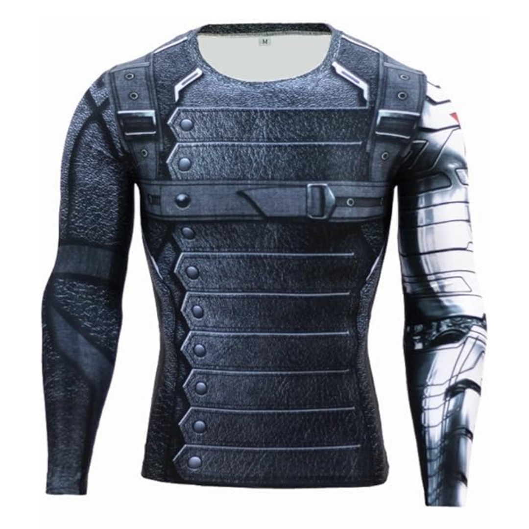 Captain America Winter Soldier Costume Compression Sports Shirt Quda Halloween