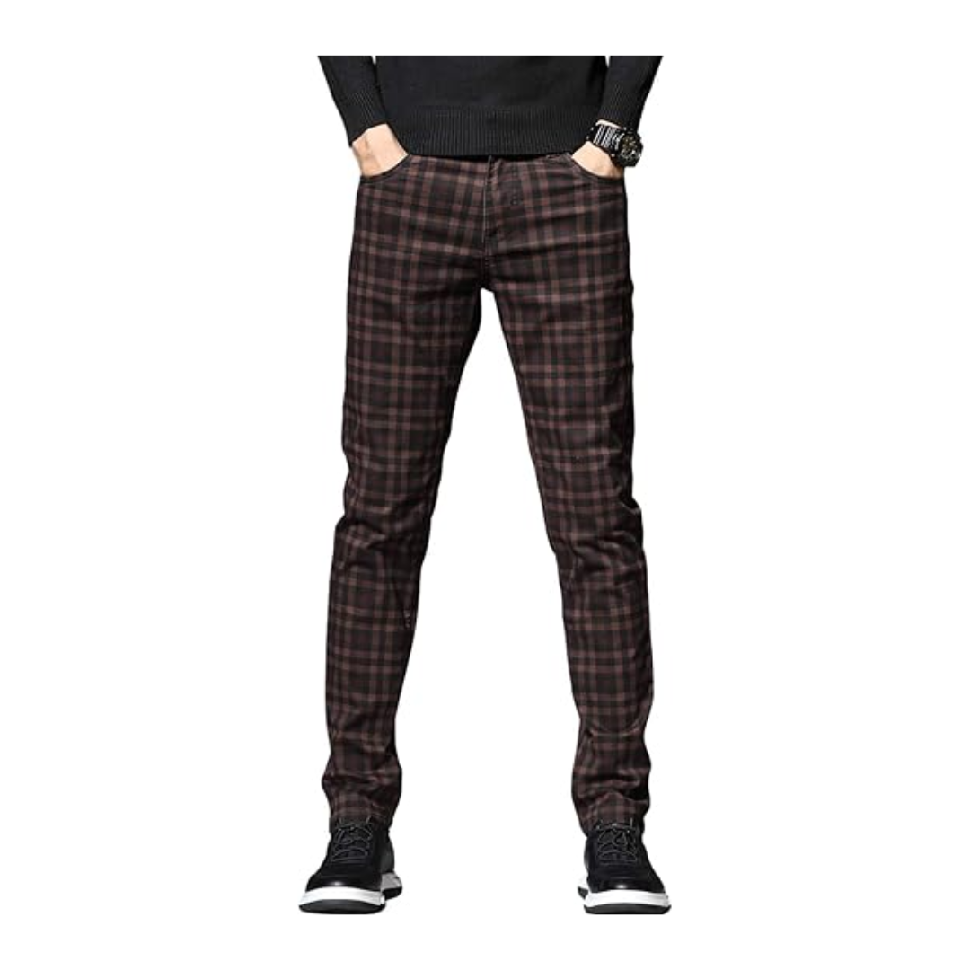 Shrek Costume Wine Red Straight Fit Plaid Chino Pants