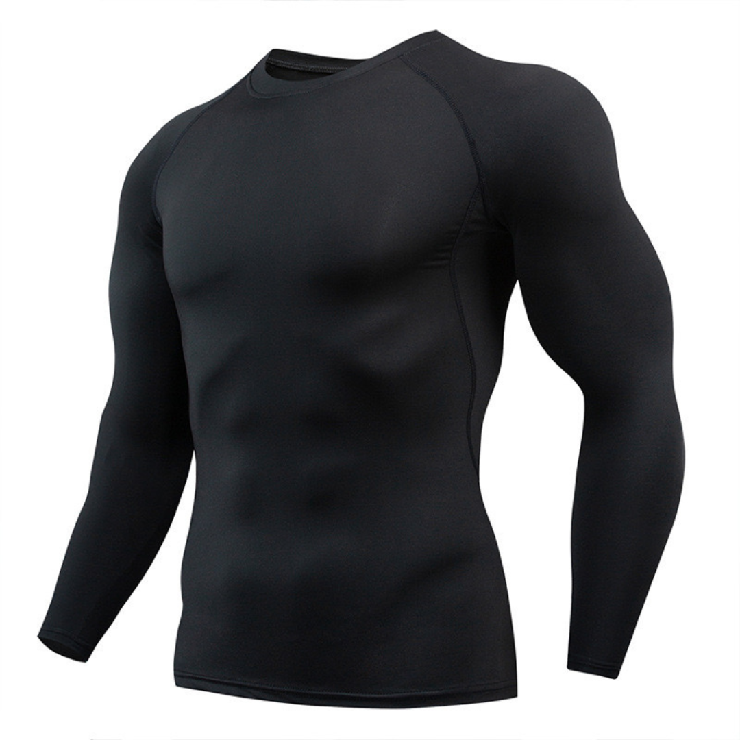 Black Long Sleeve Compression Shirt – Tactical Slim Fit, Superhero Halloween Costume Base Layer