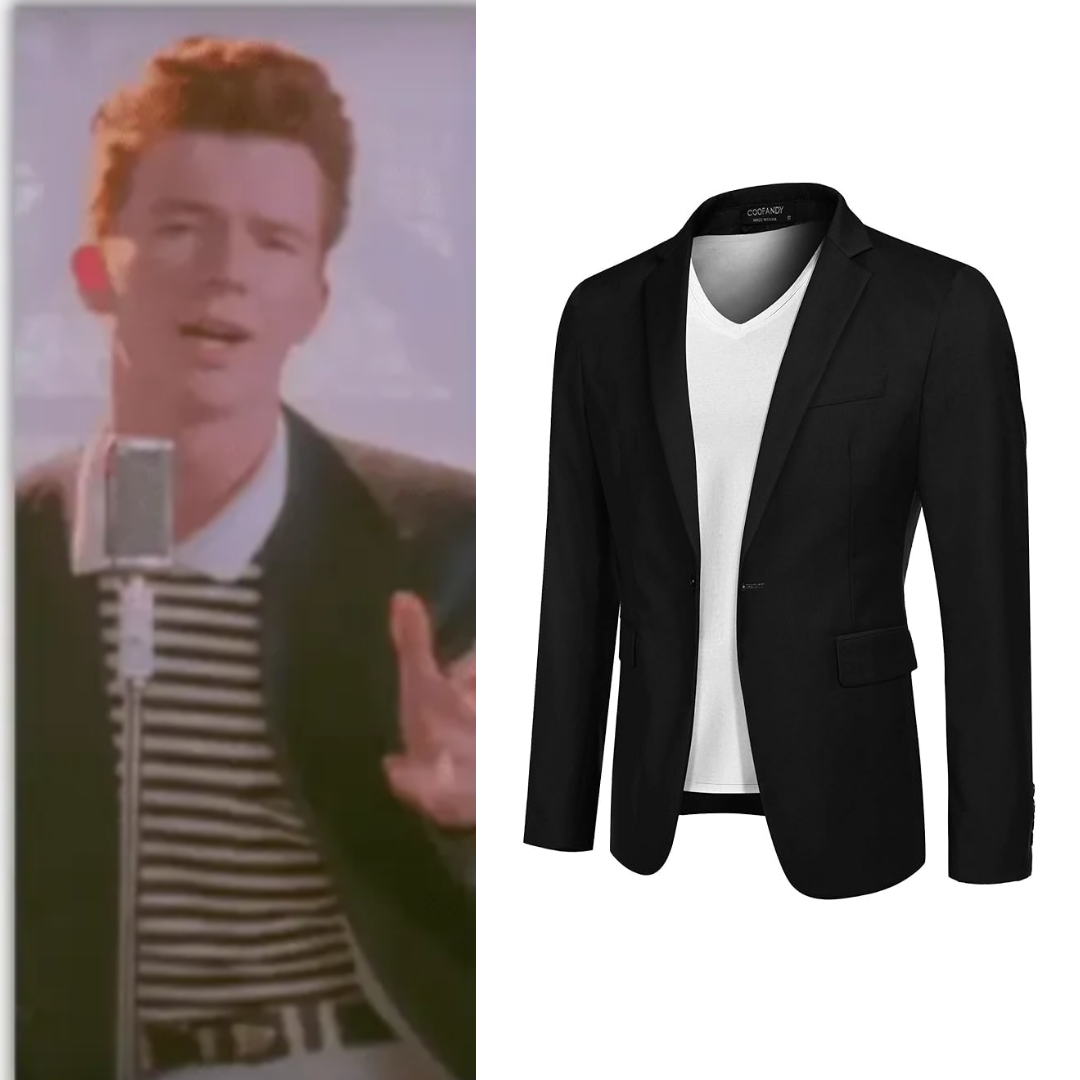 Rick Astley Costume Sport Coat Casual Blazer