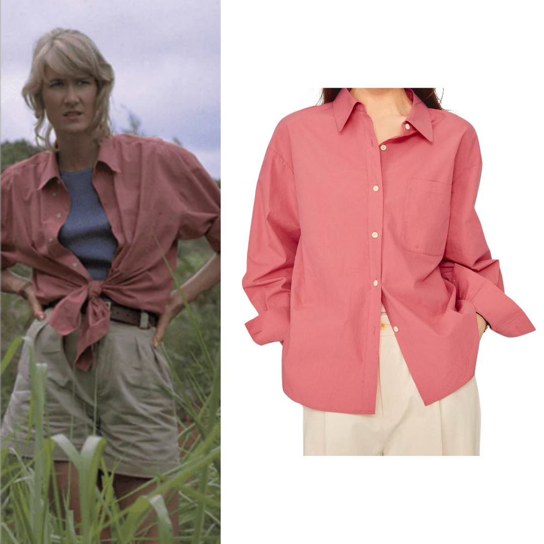 Jurassic Park Dr. Ellie Sattler Costume Pink Down Shirt