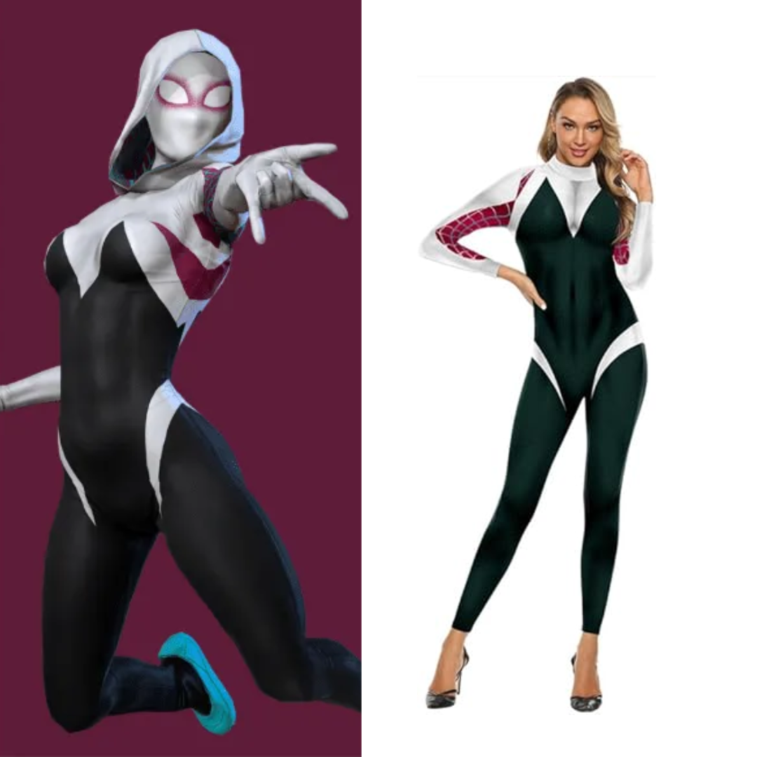 Into the Spider-Verse Spider Gwen Costume Spandex Bodysuit with Removable Mask