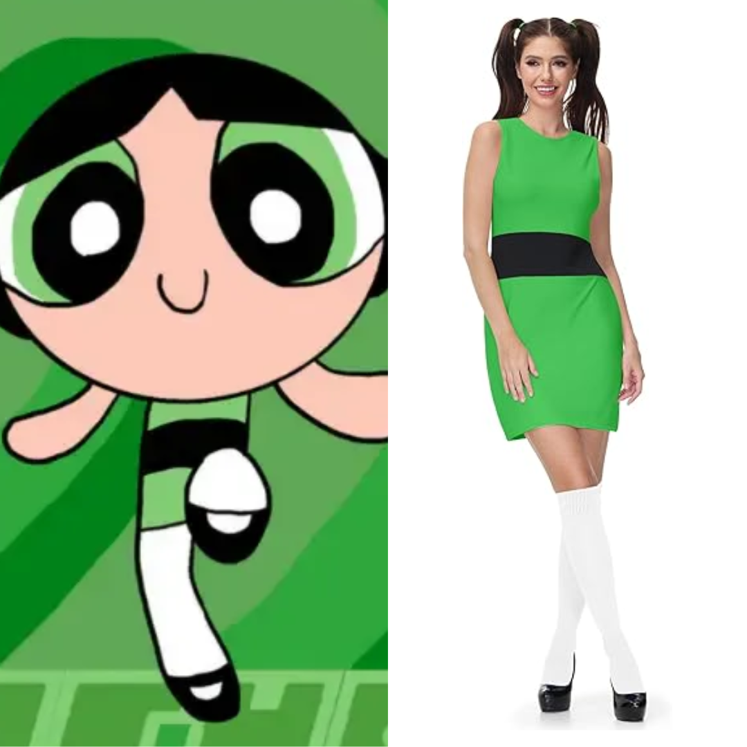 The Powerpuff Girls Buttercup Costume Green Mini Dress