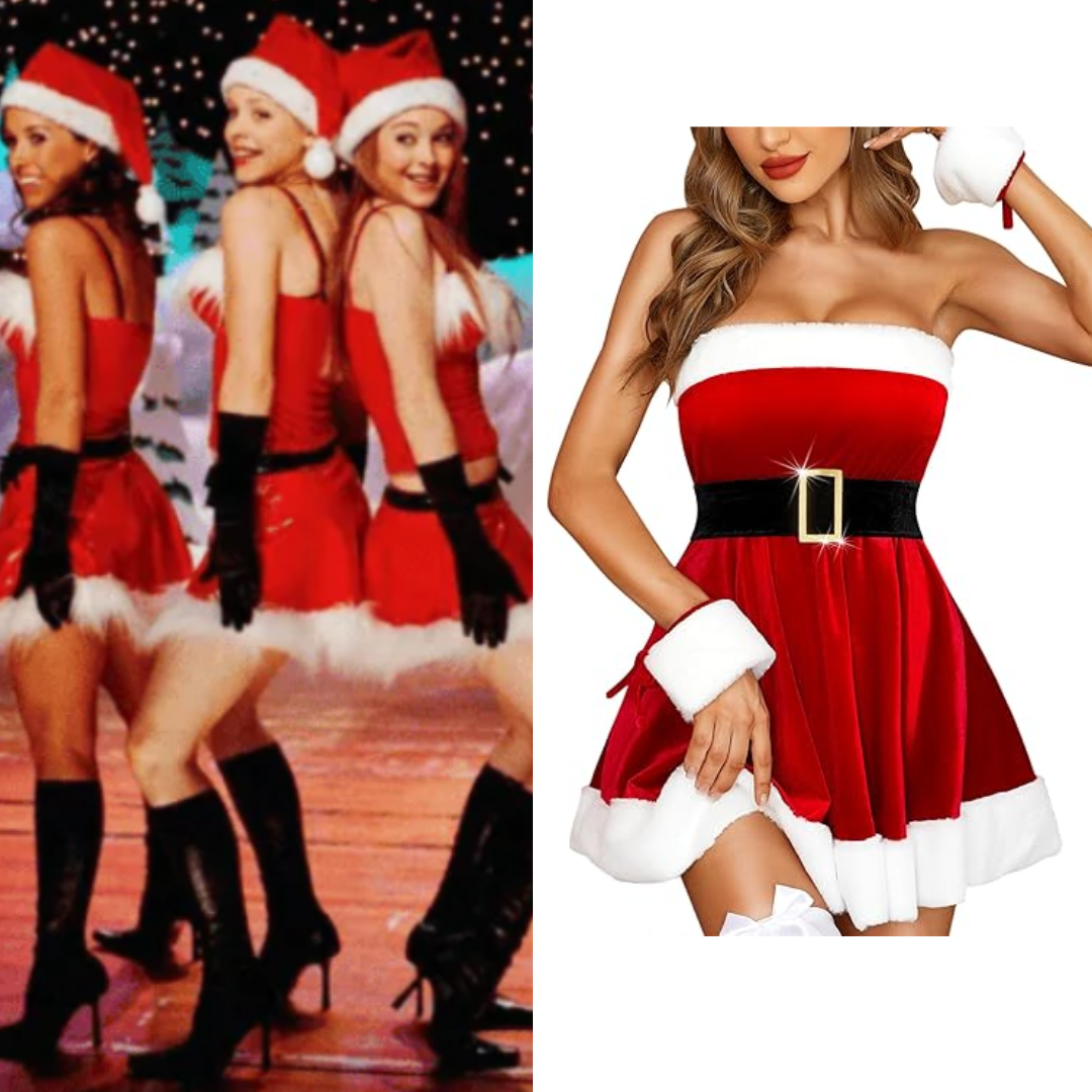 Mean Girls Christmas Costume Sexy Santa Babydoll Red Chemise