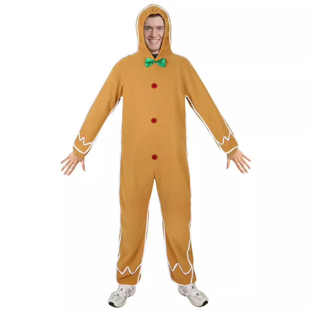 Christmas Gingerbread Man Clothes Long Sleeve Cosplay Costume