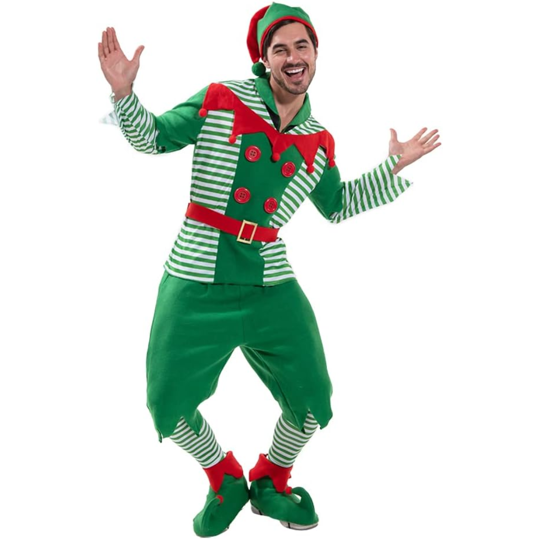 Christmas Santa Elf Costume Helper Fancy Dress Red and Green