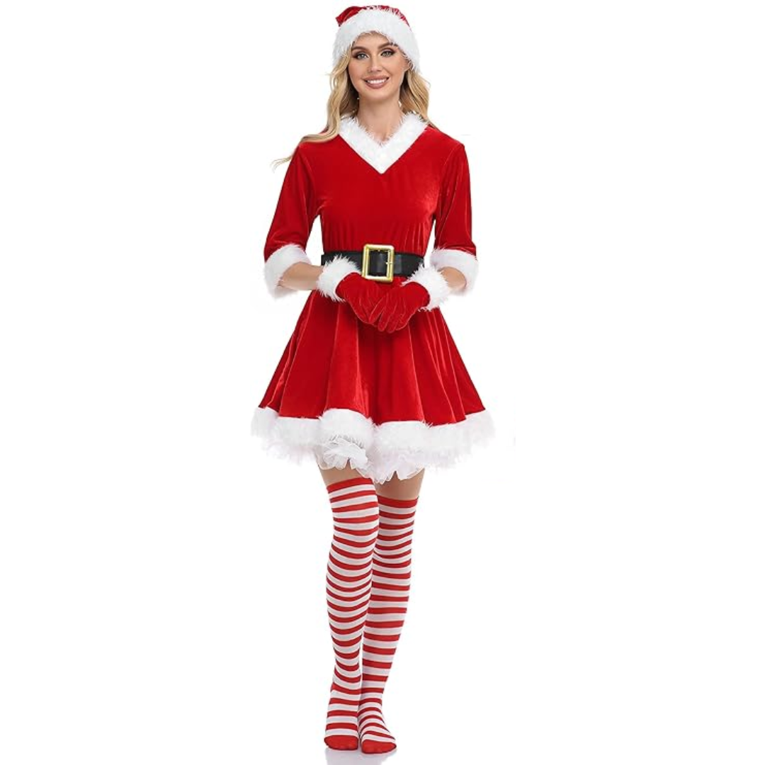 Christmas Costume Velvet Dress 5 Pack Set