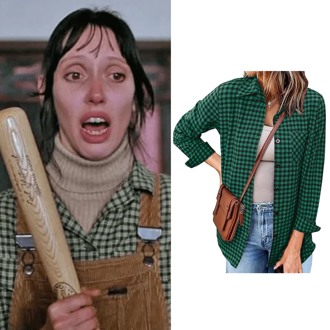 The Shining Wendy Torrance Costume Long Sleeve Green Plaid Shirt