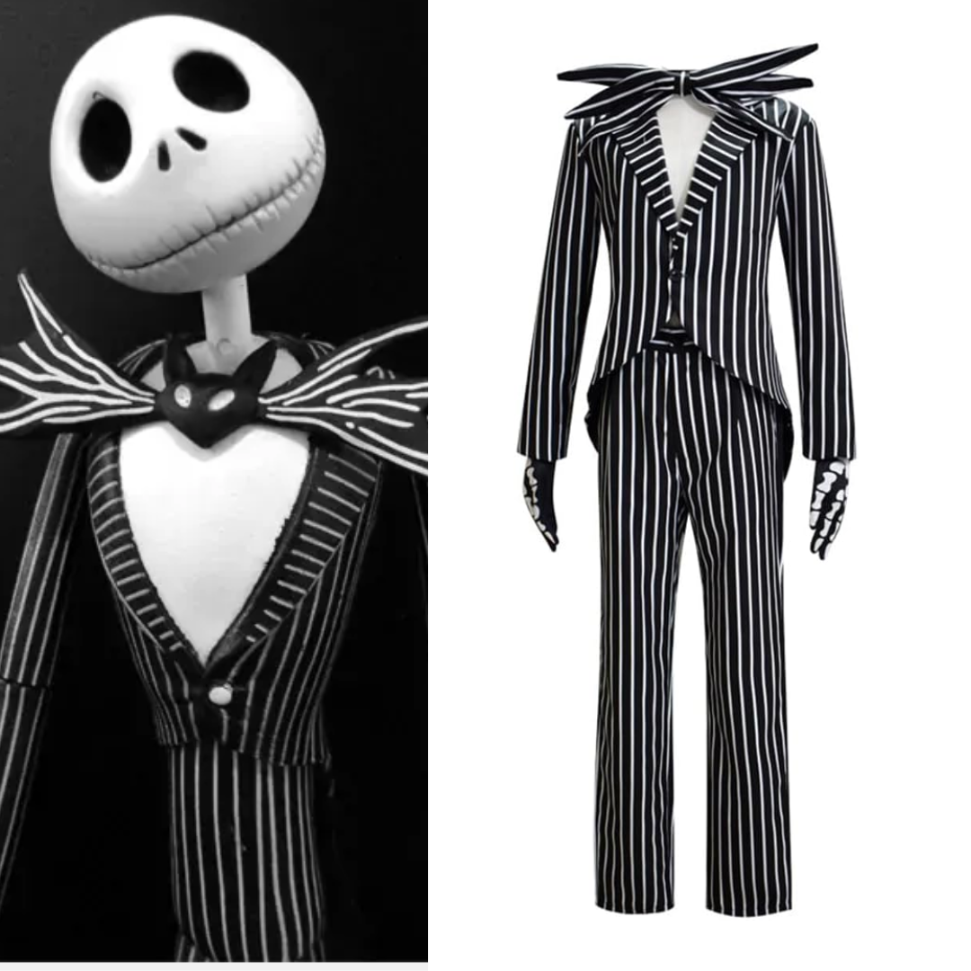 The Nightmare Before Christmas Jack Skellington Costume Zebra Stripe Suit