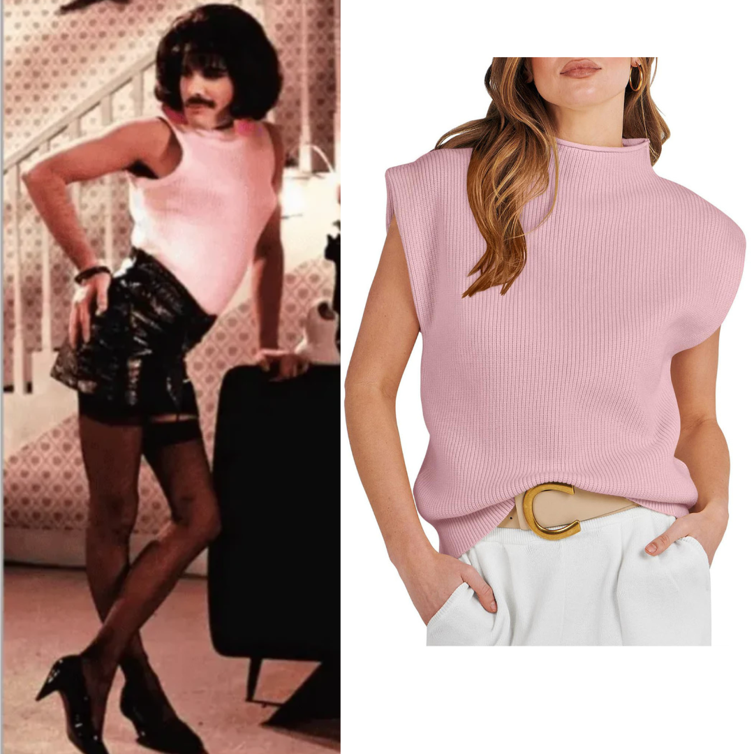 Freddie Mercury I Want To Break Free Costume Mock Turtle Neck Tank Tops