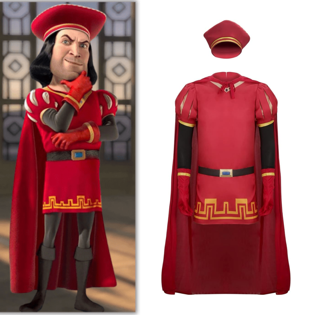 Shrek Lord Farquaad Costume Red Cloak Top Full Set