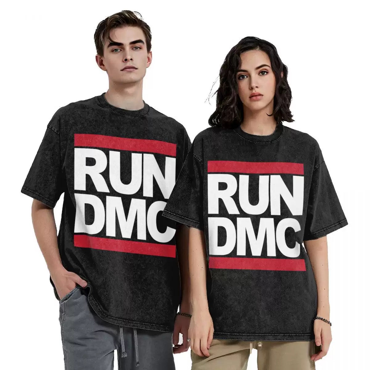 Run DMC Logo Hip Hop Novelty T-Shirts Oversize