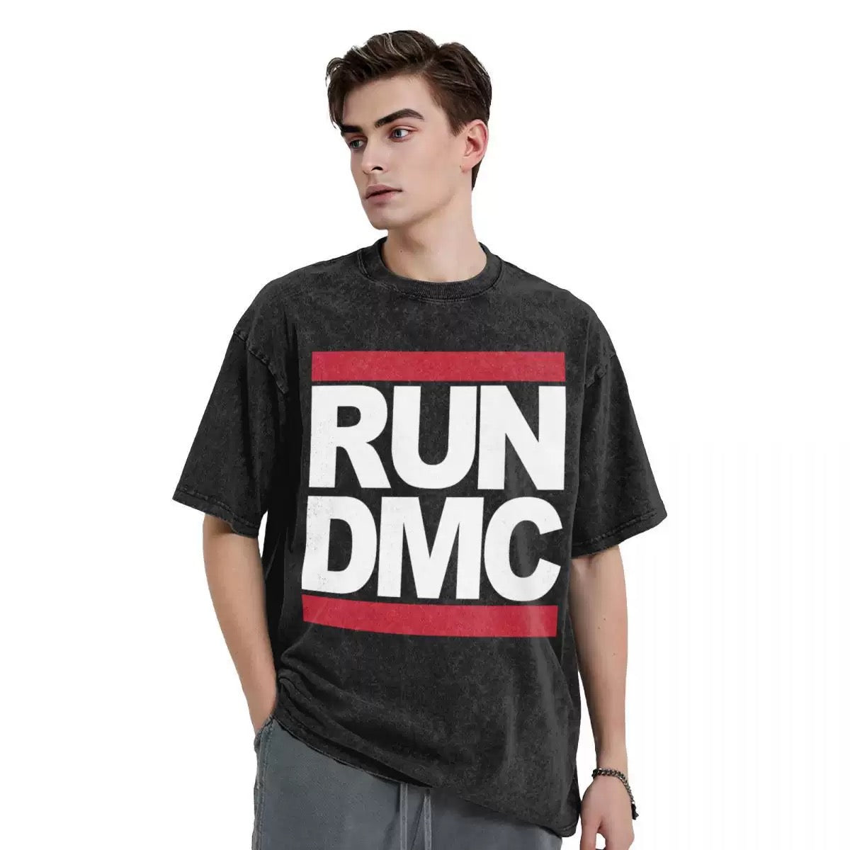 Run DMC Logo Hip Hop Novelty T-Shirts Oversize