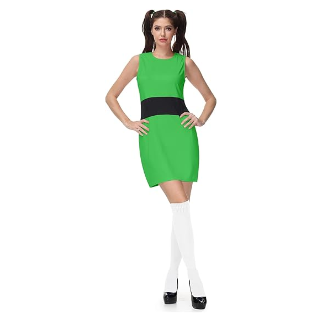 The Powerpuff Girls Buttercup Costume Green Mini Dress