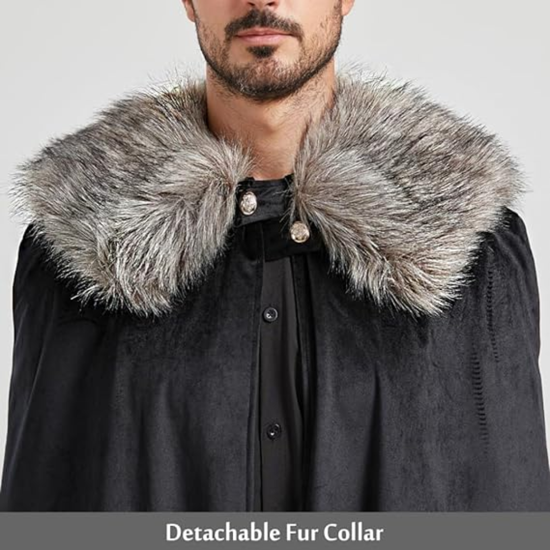 Game of Thrones Jon Snow Costume Viking Fur Shoulder Cape Quda Halloween