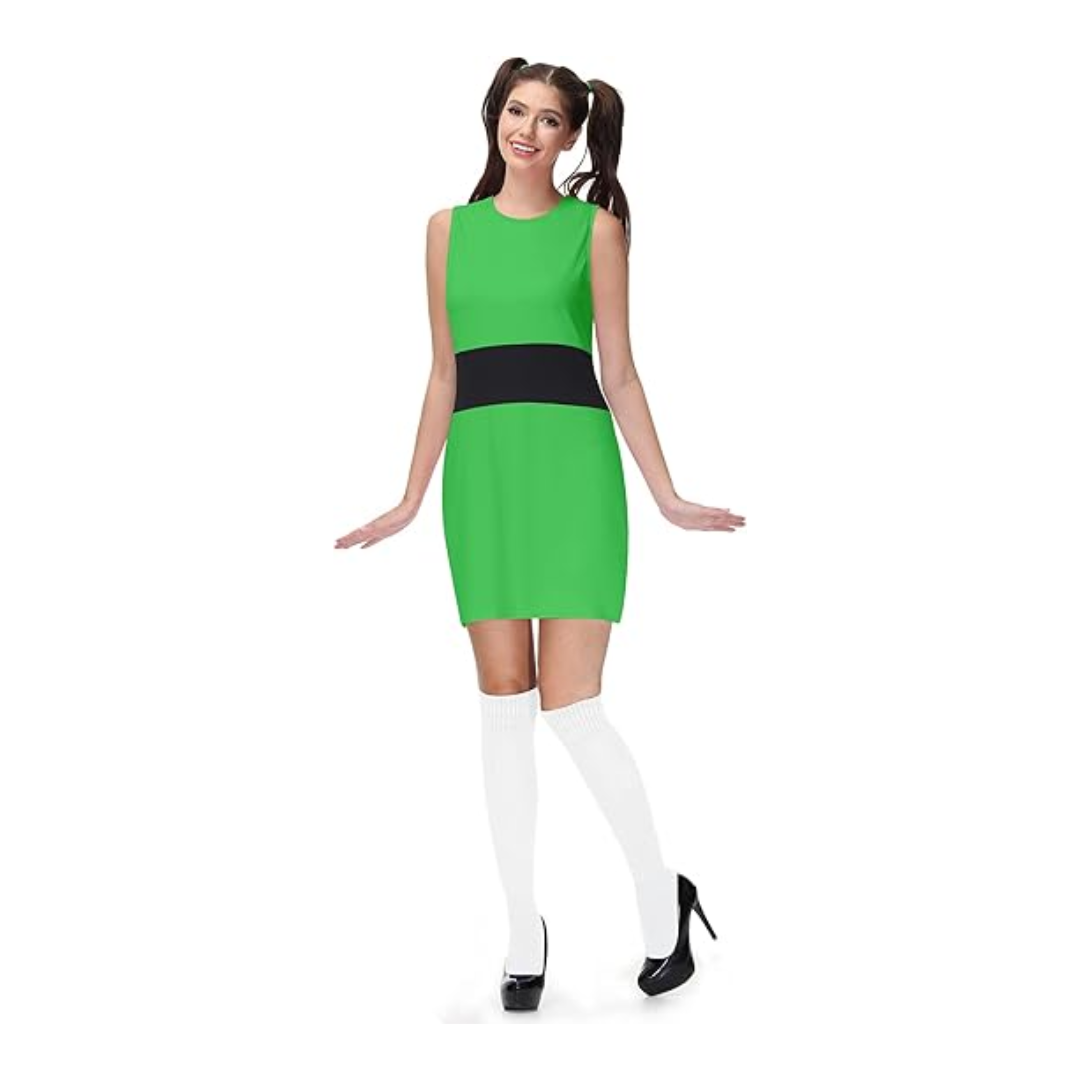 The Powerpuff Girls Buttercup Costume Green Mini Dress