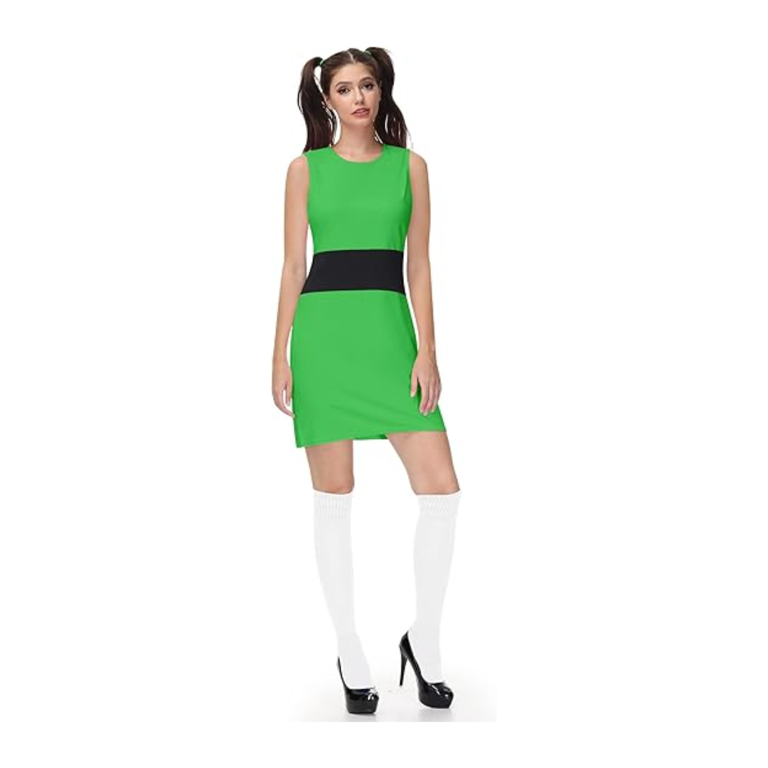 The Powerpuff Girls Buttercup Costume Green Mini Dress