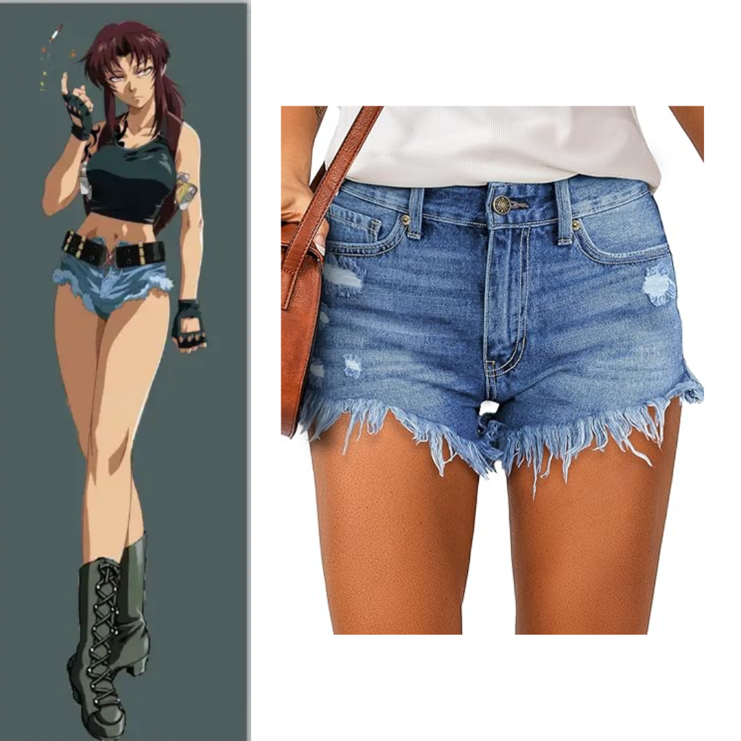 Black Lagoon Revy Cosplay Casual High Waisted Denim Shorts