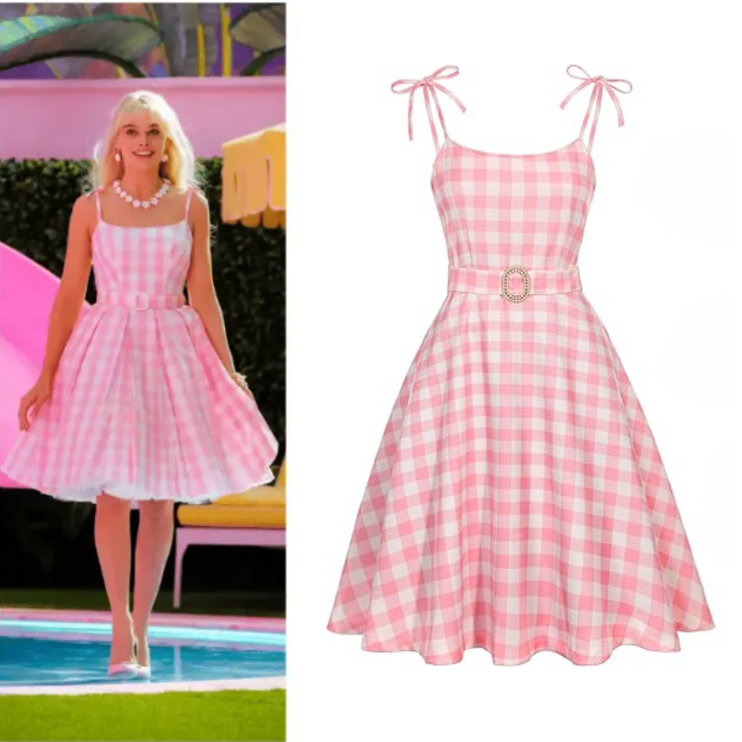 Barbie Halloween Costume Pink Plaid Dress with Accessories