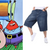 SpongeBob Squarepants Mr. Krabs Costume Baggy Jean Shorts