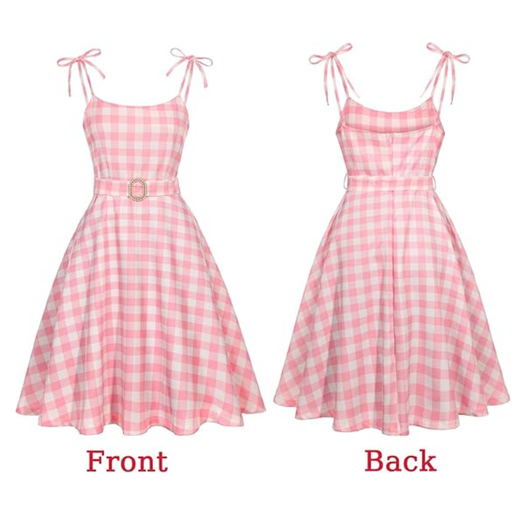 Barbie Halloween Costume Pink Plaid Dress with Accessories