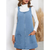 Pippi Longstocking Costume Sleeveless Casual Denim Dress with Pockets