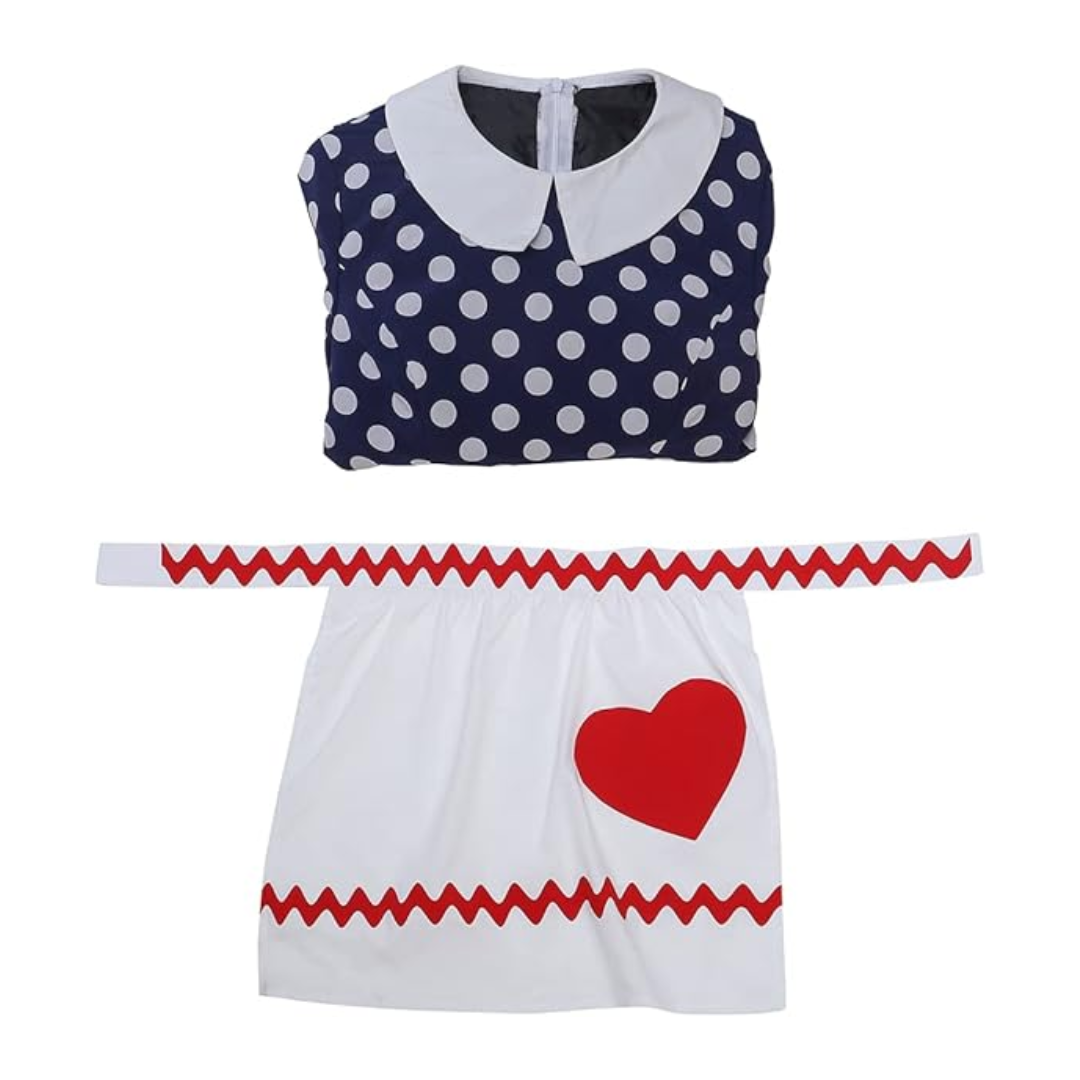 I Love Lucy Costume Polka Dot Dress with Apron - Quda Halloween