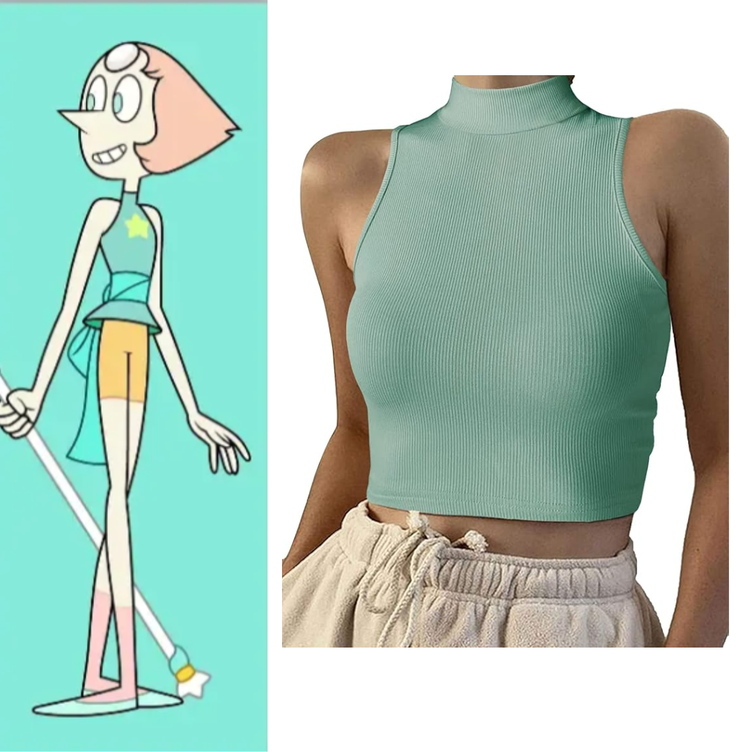 Steven Universe Pearl Cosplay Turtleneck Crop Tank Top