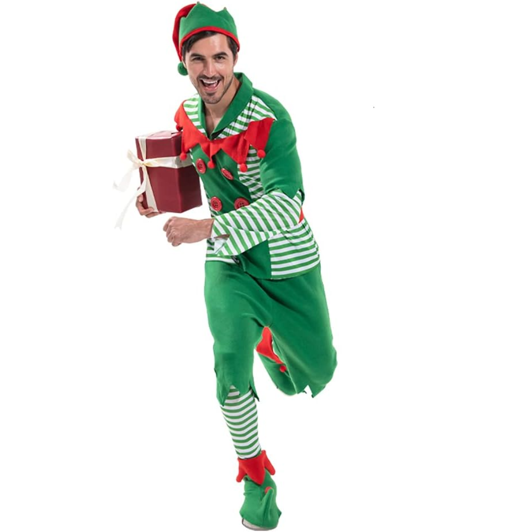 Christmas Santa Elf Costume Helper Fancy Dress Red and Green - Quda Halloween Christmas Santa Elf Costume Helper Fancy Dress Red and Green - Quda Halloween
