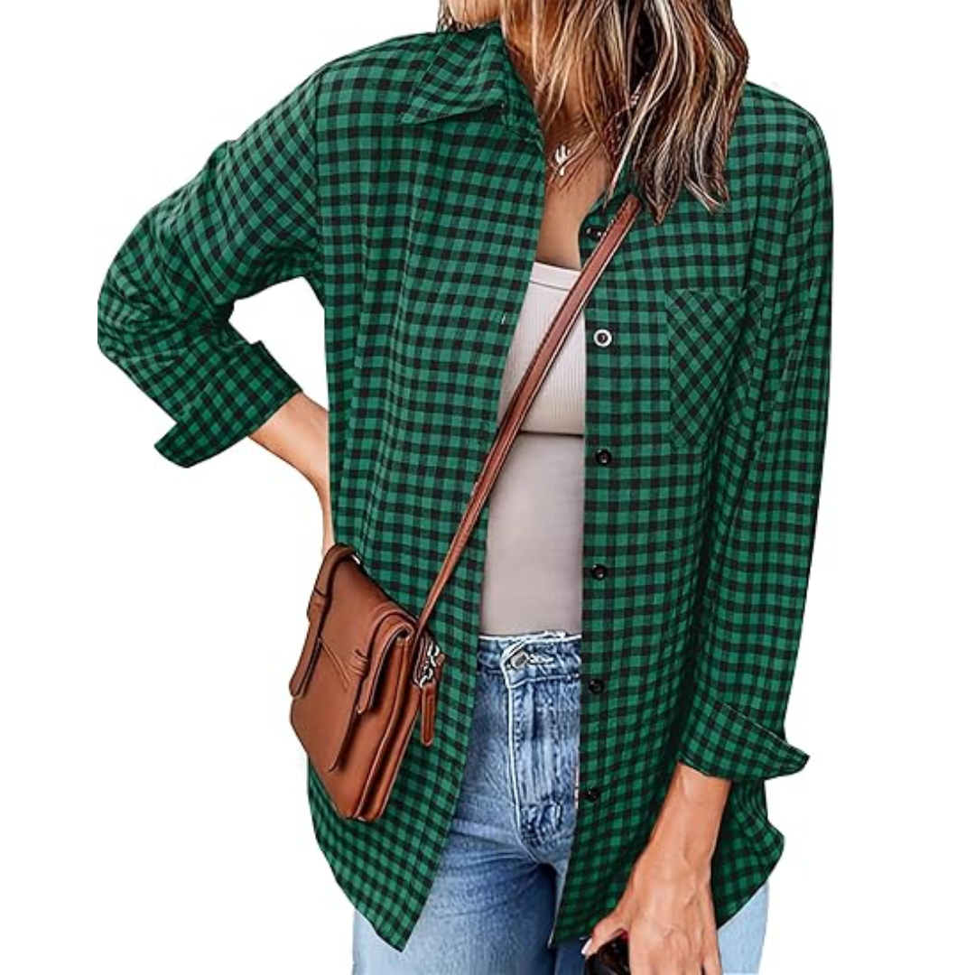 The Shining Wendy Torrance Costume Long Sleeve Green Plaid Shirt