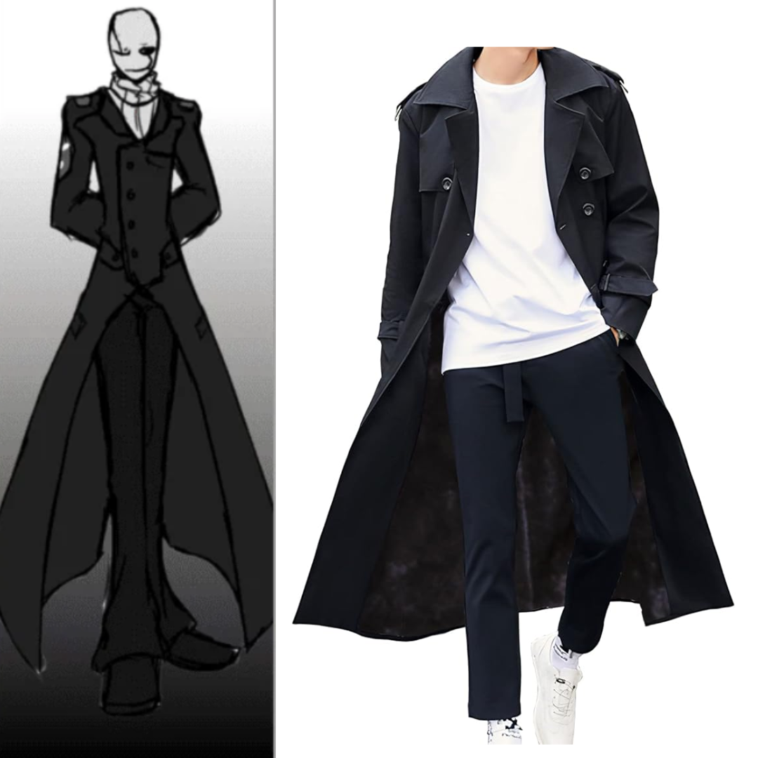 Undertale Gaster Costume Double Breasted Trench Coat