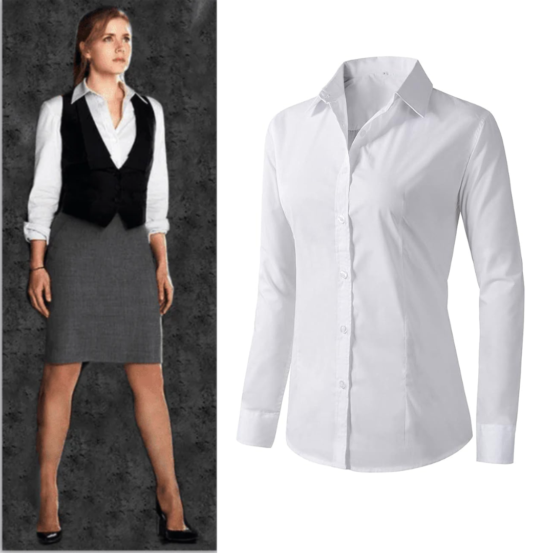 Superwoman Lois Lane Costume Work Wear White Simple Shirt