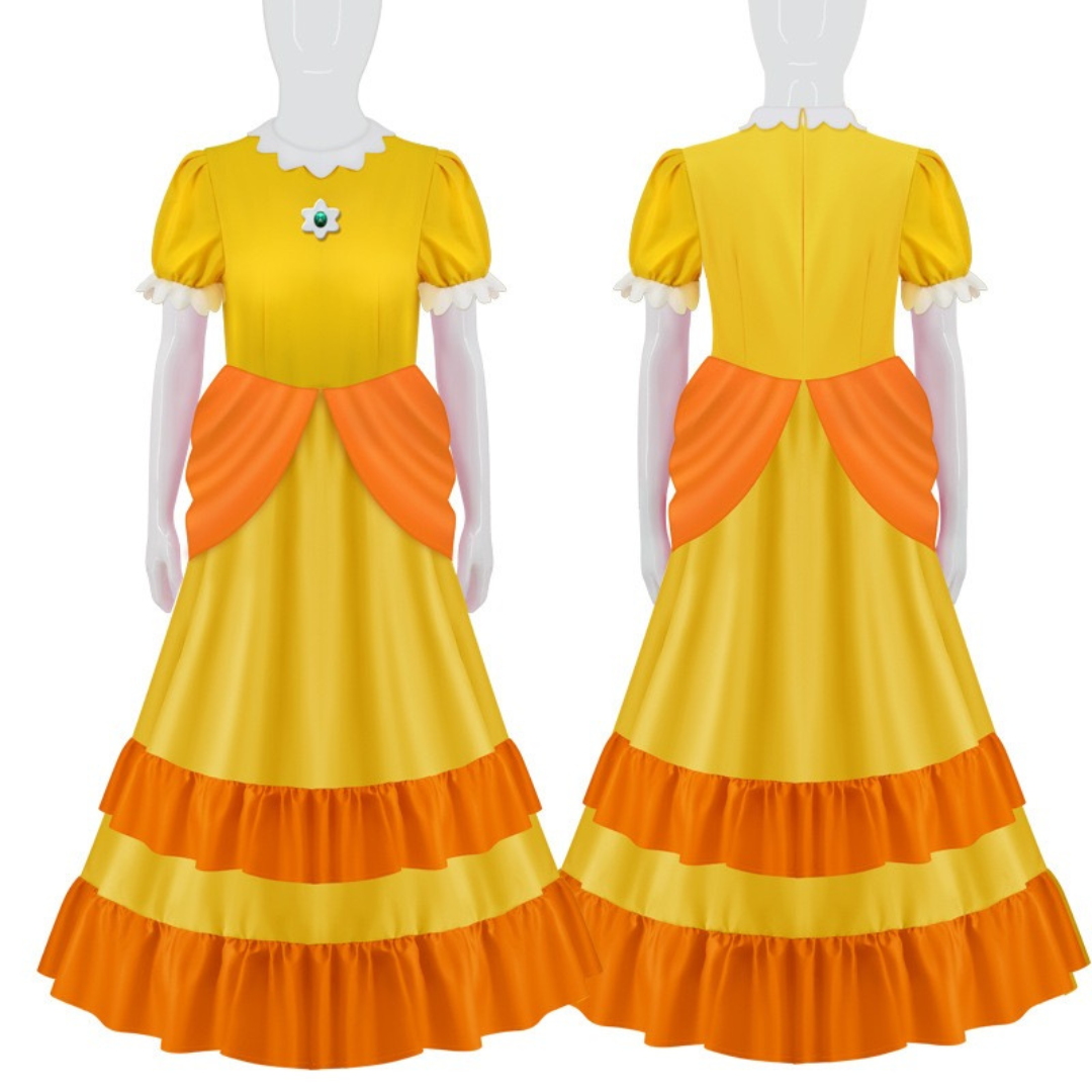 Mario Princess Daisy Costume Fancy Dress Suit Set