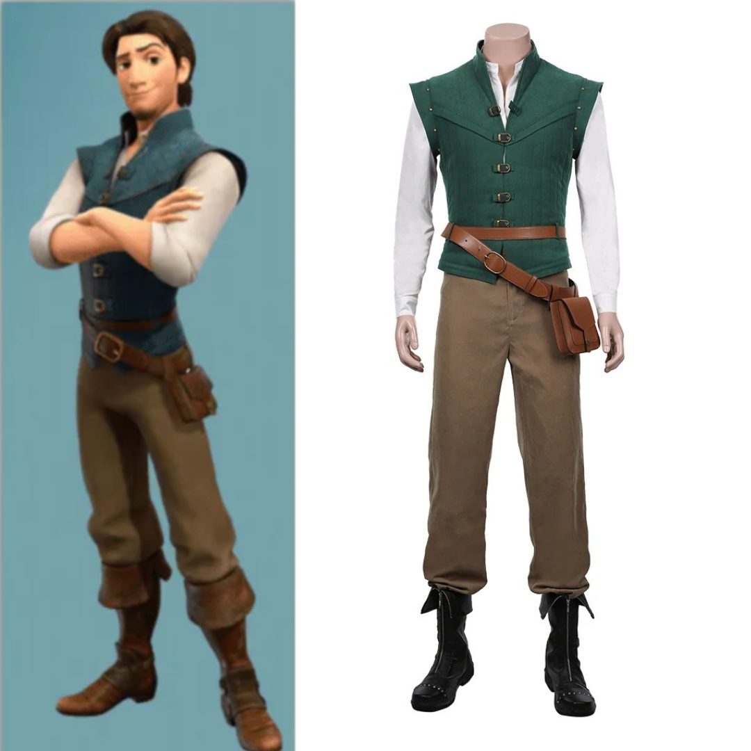 Tangled Flynn Rider Costume Full Set Outfit with Belt Bag