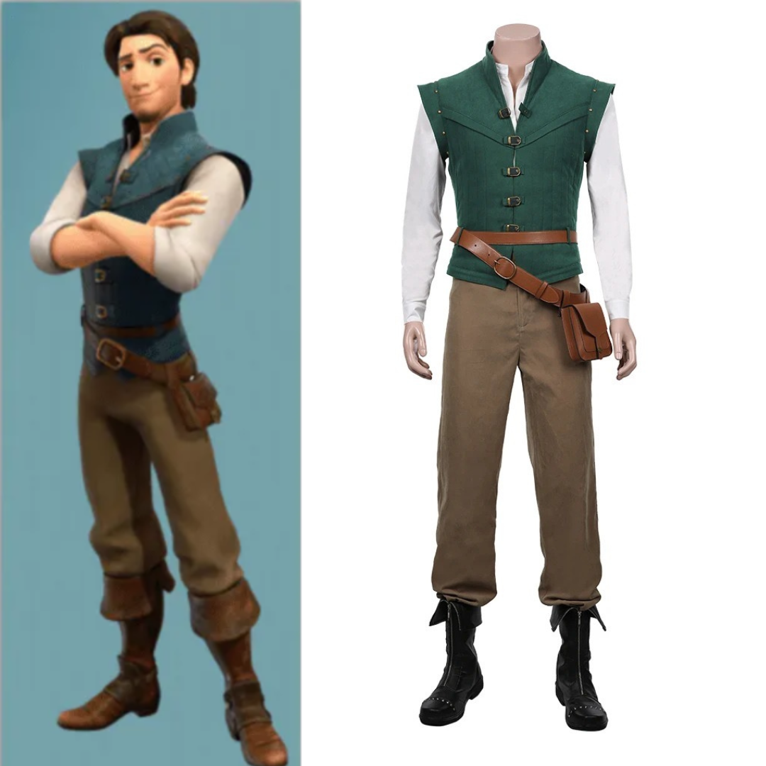 Flynn Rider Look Tangled Flynn Rider Costume Full Set Outfit with Belt Bag - Quda Halloween