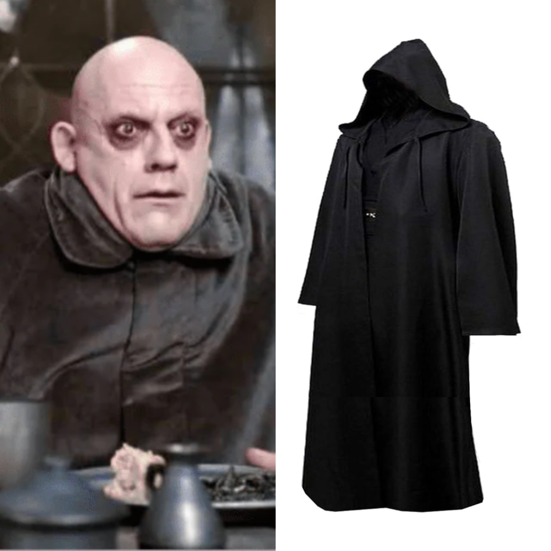 Addams Family Uncle Fester Costume Hooded Robe Cloak