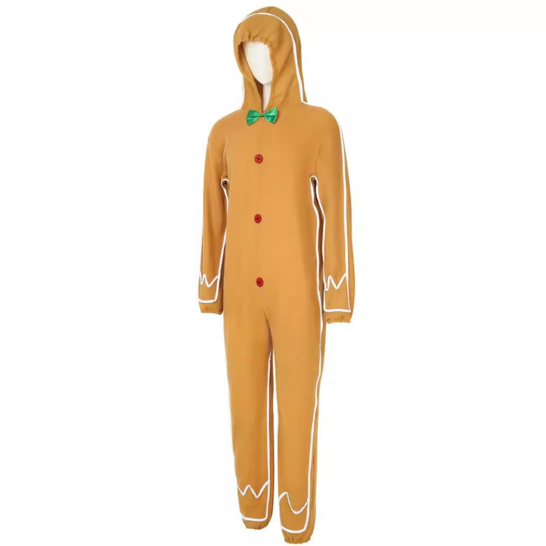 Christmas Gingerbread Man Clothes Long Sleeve Cosplay Costume