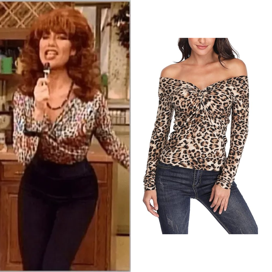 Married With Children Peggy Bundy Costume Leopard Print Tops