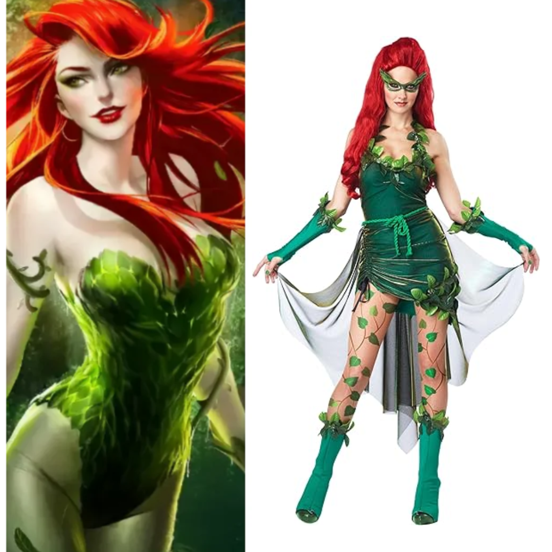 Batman Poison Ivy Costume Green Dress