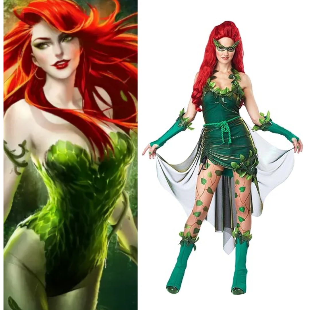 Batman Poison Ivy Costume Green Dress - Quda Halloween
