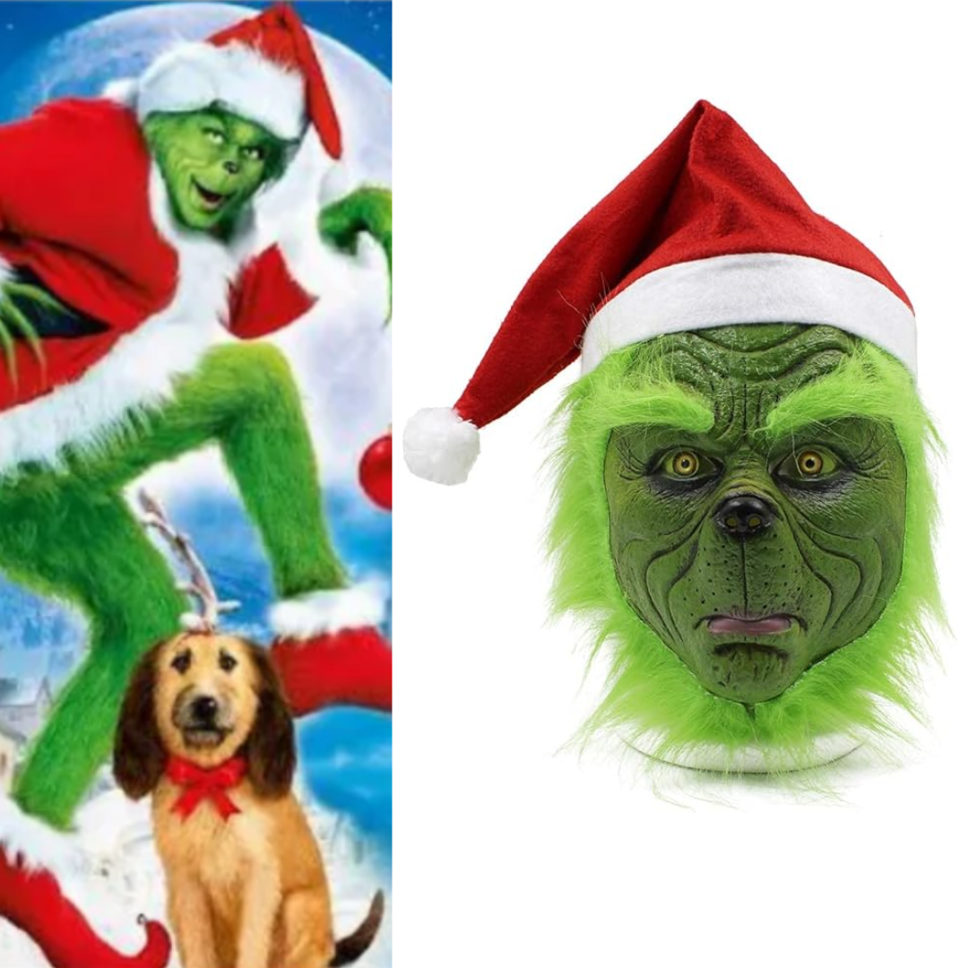 How the Grinch Stole Christmas The Grinch Costume Christmas Mask with Red Hat