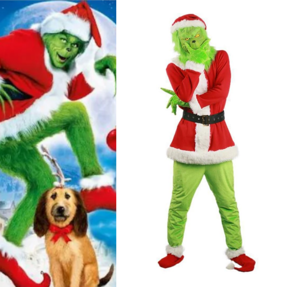How the Grinch Stole Christmas The Grinch Costume Green Deluxe Santa C ...