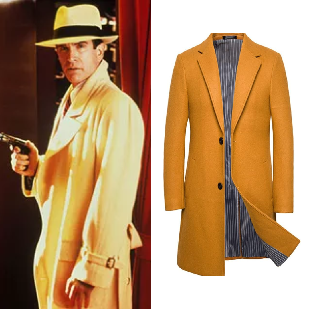 Dick Tracy Costume Yellow Wool Coat Luxury Trench Coat