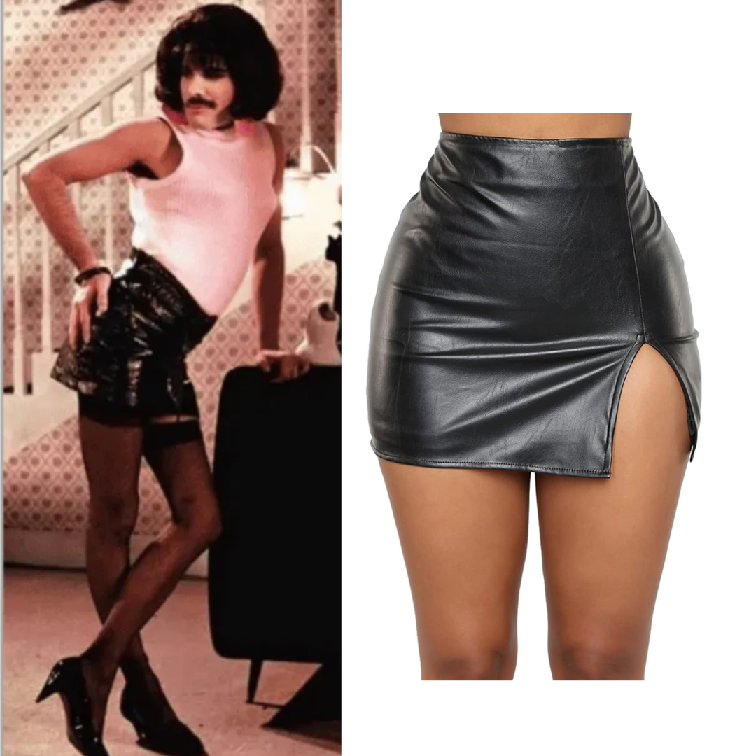 Freddie Mercury I Want To Break Free Costume Faux Leather High Waist Skirt