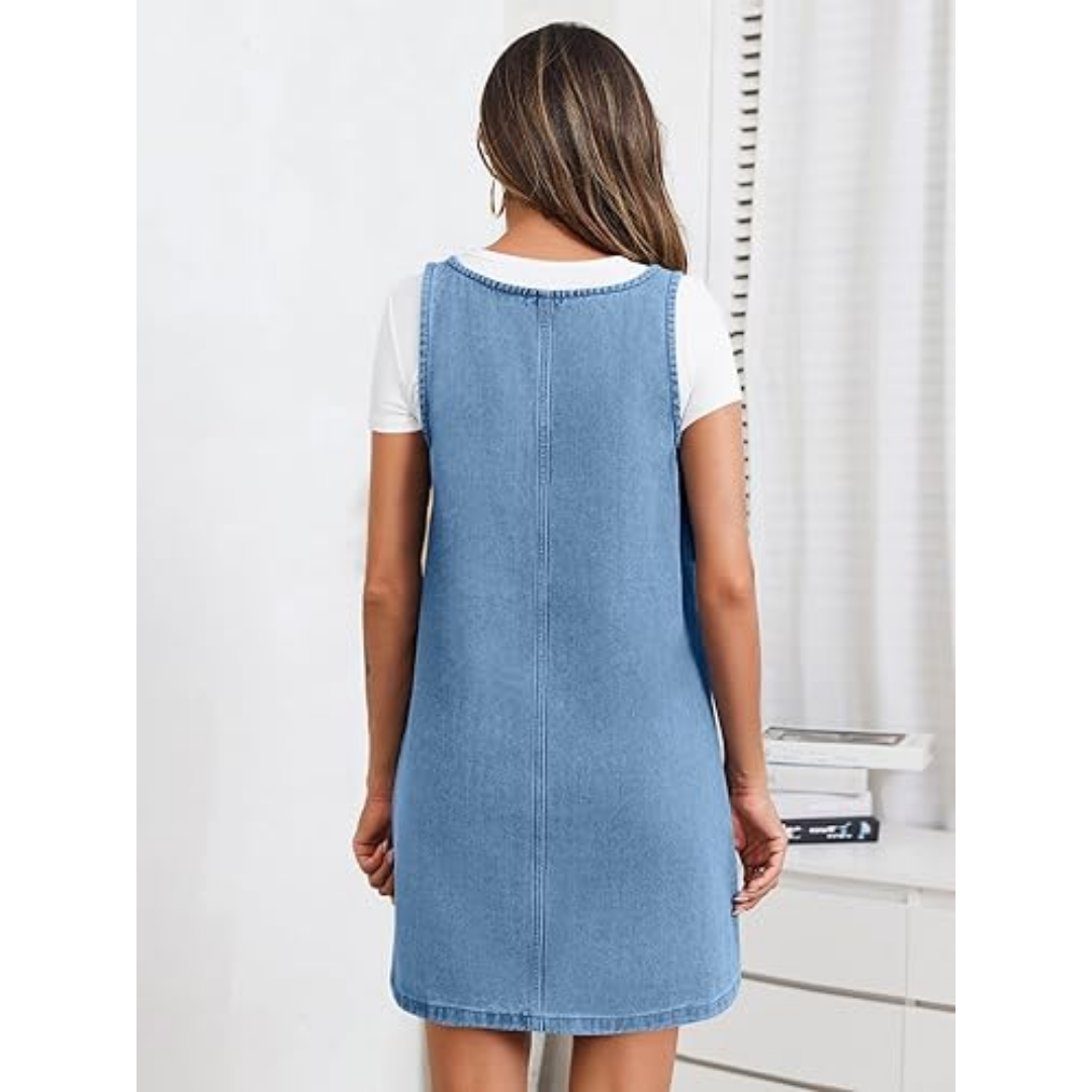 Pippi Longstocking Costume Sleeveless Casual Denim Dress with Pockets - Quda Halloween Pippi Longstocking Costume Sleeveless Casual Denim Dress with Pockets - Quda Halloween